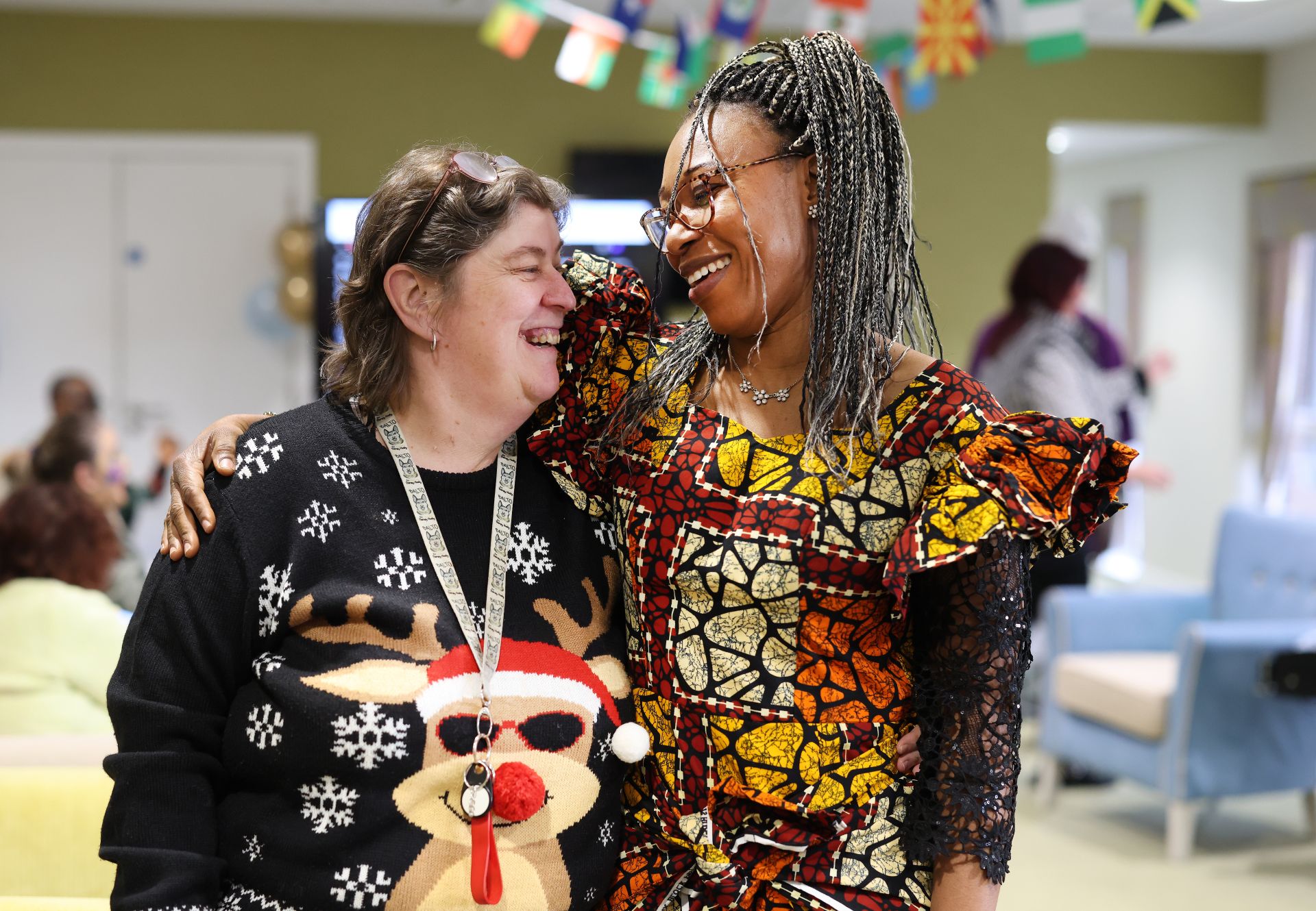 two women laughing